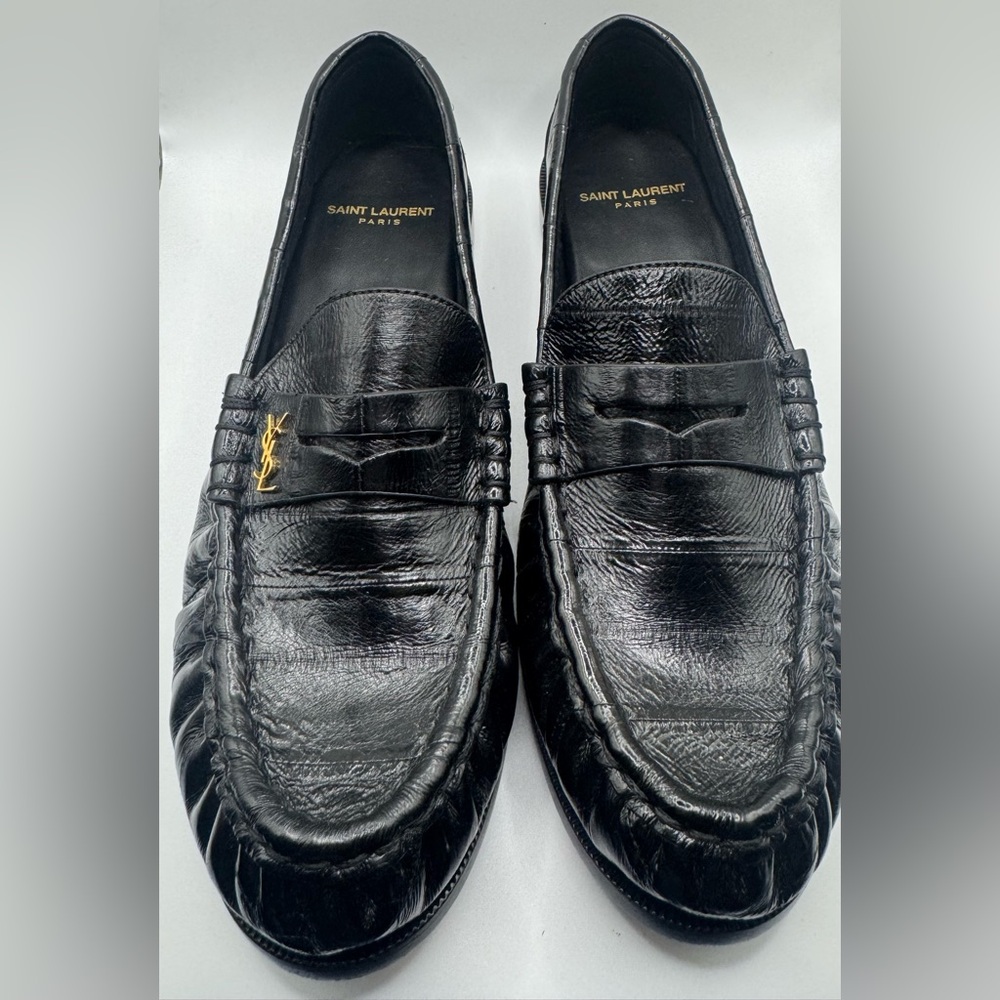 Saint Laurent LE Loafers with YSL Logo Gold Accent